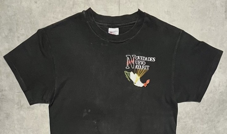 画像: 90'S NOVEDADES NUEVO NAYARIT シングルステッチ 両面プリント 半袖 Tシャツ ブラック USA製 (VINTAGE)