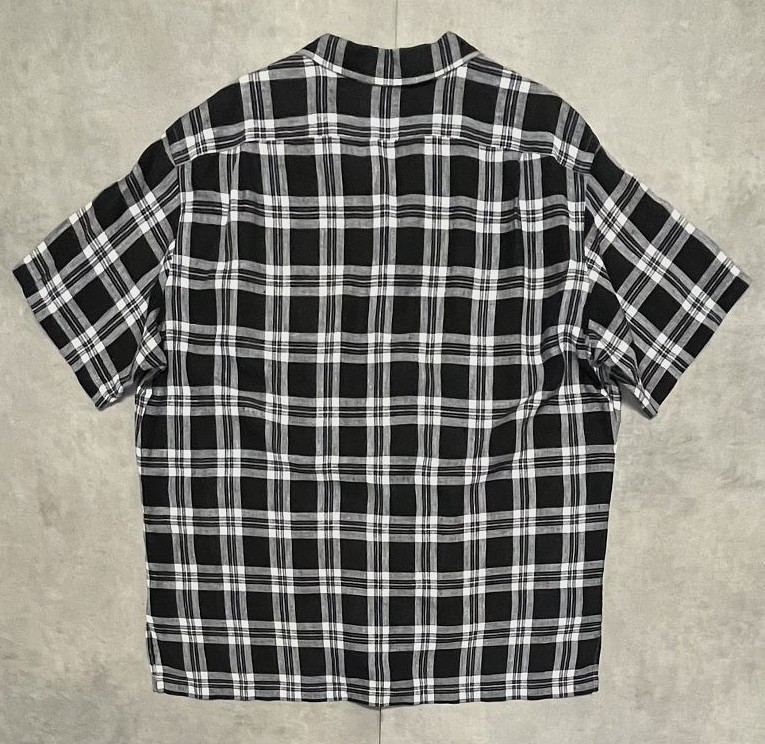 画像3: 90'S RALPH LAUREN "CLAYTON" リネン ロゴ無し 半袖 オープンカラーシャツ ブラック/ホワイト (VINTAGE)