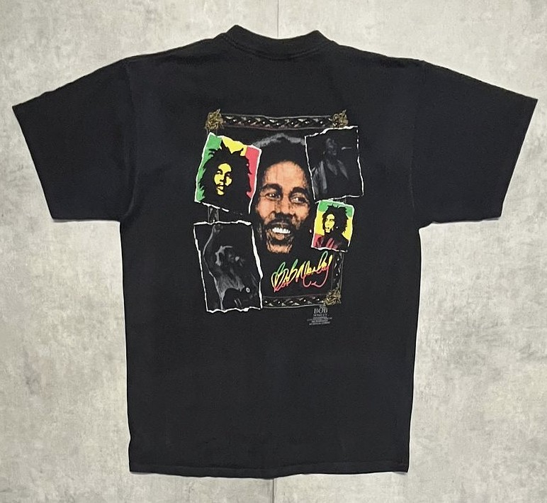 画像1: 90'S BOB MARLEY 両面プリント シングルステッチ 半袖 Tシャツ ブラック USA製 (VINTAGE)