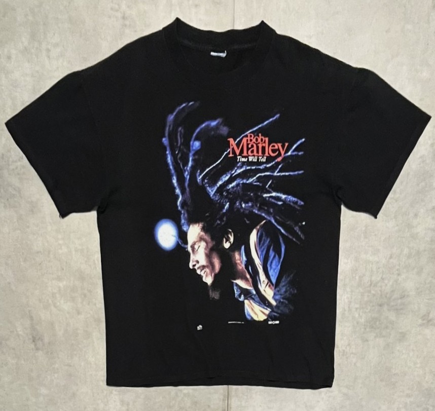 画像1: 90'S BOB MARLEY "TIME WILL TELL" シングルステッチ 半袖 Tシャツ ブラック USA製 (VINTAGE)
