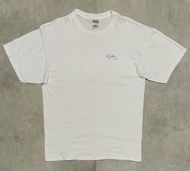 画像1: 90'S JETFORM シングルステッチ 両面プリント 半袖 Tシャツ ホワイト (VINTAGE)