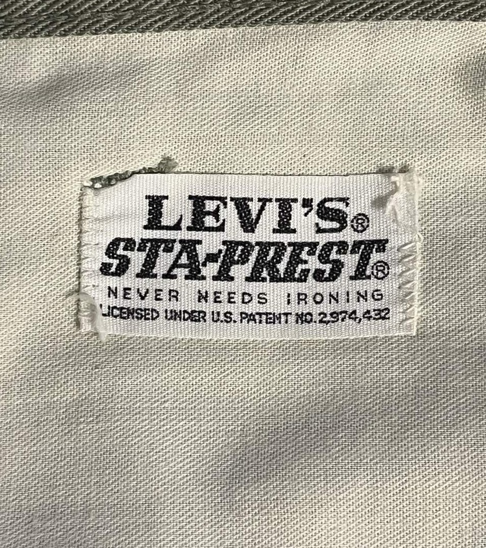 画像2: 70'S LEVIS "STA-PREST" BIG E ボタン裏E カツラギ スタプレストパンツ ライトカーキ 42TALONジップ USA製 (VINTAGE)