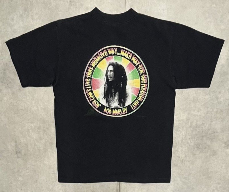 画像1: 90'S BOB MARLEY "POSITIVE VIBRATION" 両面プリント シングルステッチ 半袖 Tシャツ ブラック USA製 (VINTAGE)