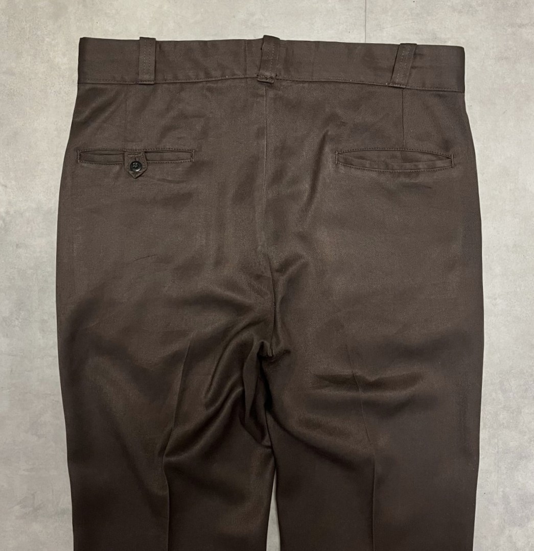 画像: 70'S UNITOG レーヨン/ポリ ワークパンツ ブラウン 42TALONジップ USA製 (VINTAGE)
