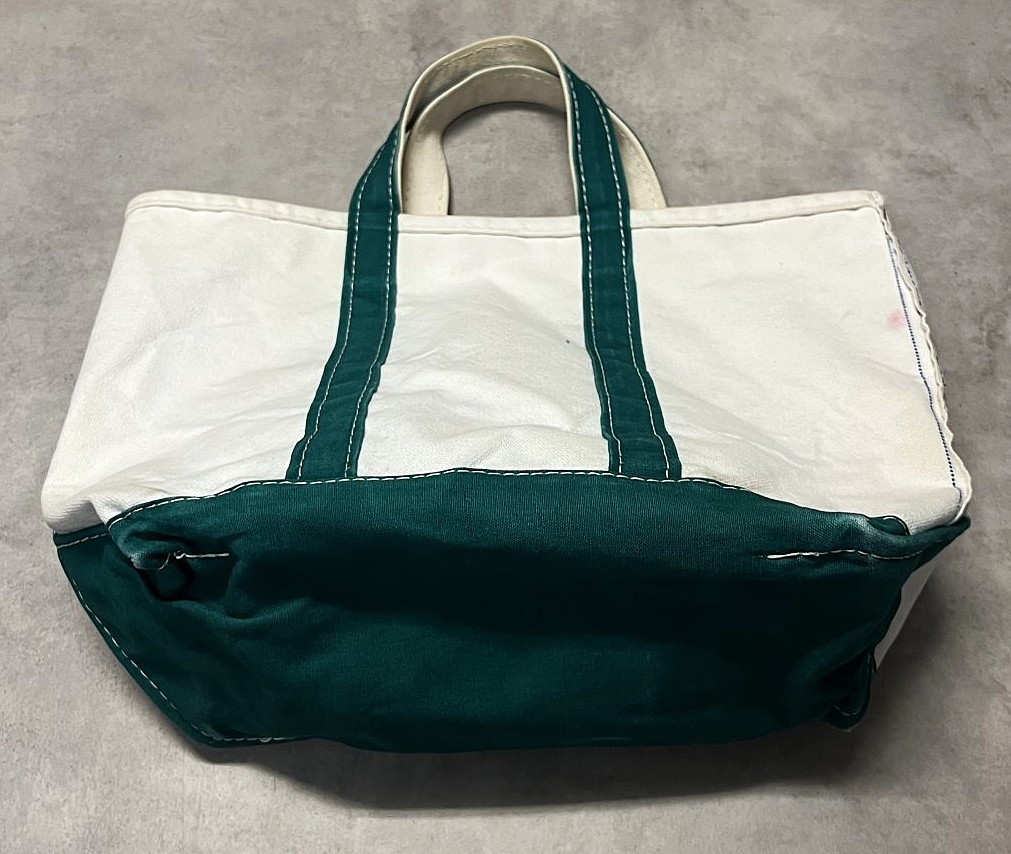 画像6: 80'S LL Bean 2色タグ キャンバス トートバッグ グリーン/オフホワイト USA製 (VINTAGE)