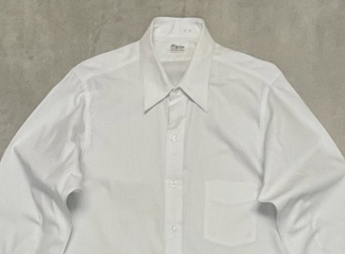 画像: 60'S PILGRIM "FORMEASE COLLAR" マチ付き 長袖 ポプリンシャツ ホワイト USA製 (DEADSTOCK)