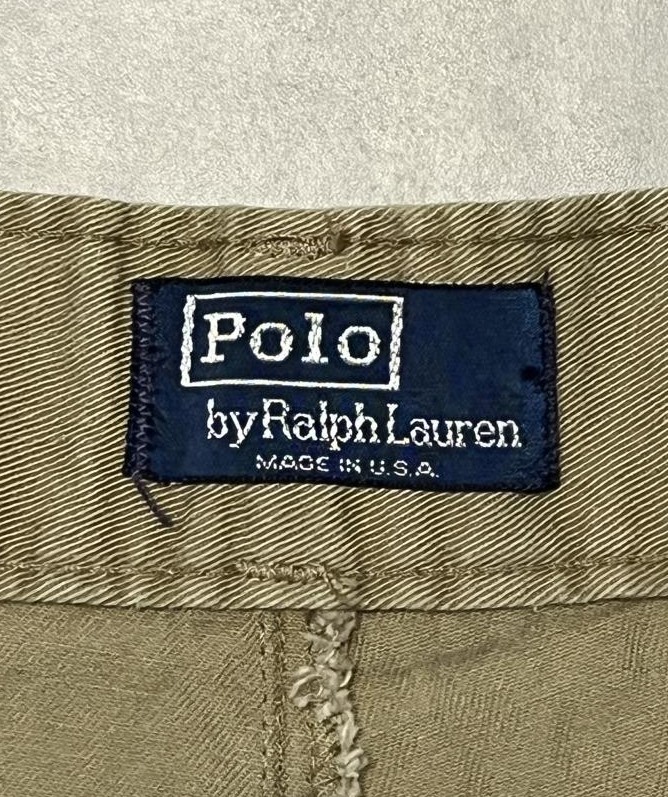 画像2: 90'S RALPH LAUREN ボタンフライ ツープリーツ ミリタリーチノショーツ タン USA製 (VINTAGE)