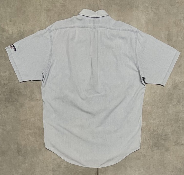 画像6: 90'S RALPH LAUREN POLO SPORT チンスト付き ハーフジップ 半袖 シャンブレーシャツ ブルー (VINTAGE)