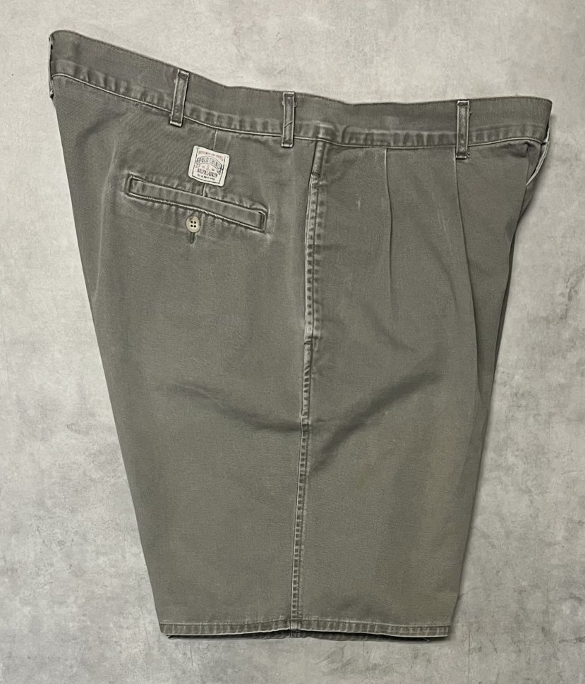 画像4: 90'S RALPH LAUREN "ボックスロゴ" ツープリーツ チノショーツ カーキ USA製 (VINTAGE)
