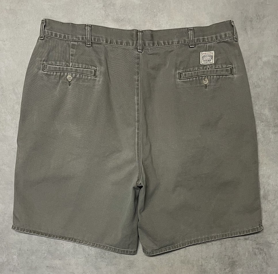 画像5: 90'S RALPH LAUREN "ボックスロゴ" ツープリーツ チノショーツ カーキ USA製 (VINTAGE)