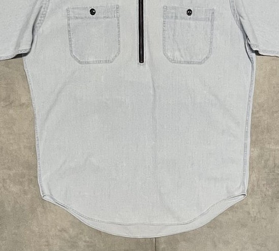 画像: 90'S RALPH LAUREN POLO SPORT チンスト付き ハーフジップ 半袖 シャンブレーシャツ ブルー (VINTAGE)