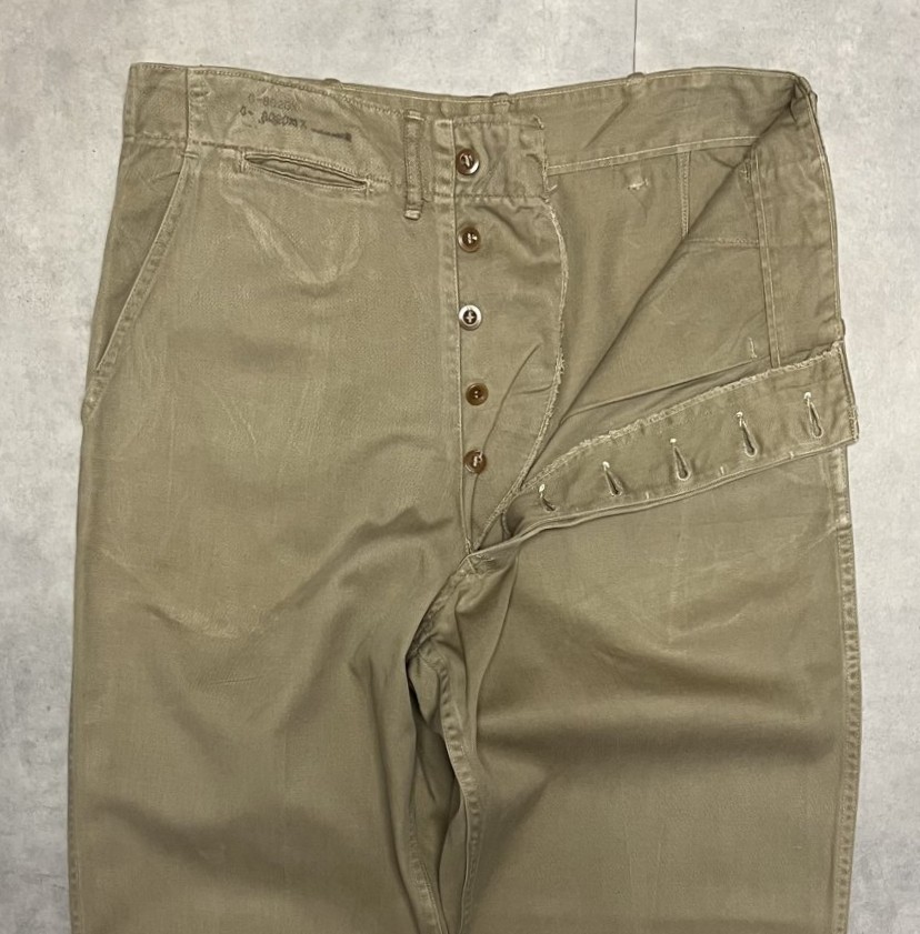画像: 40'S アメリカ軍 USMC ダブルステッチ バックポケット無し チノパンツ (VINTAGE)