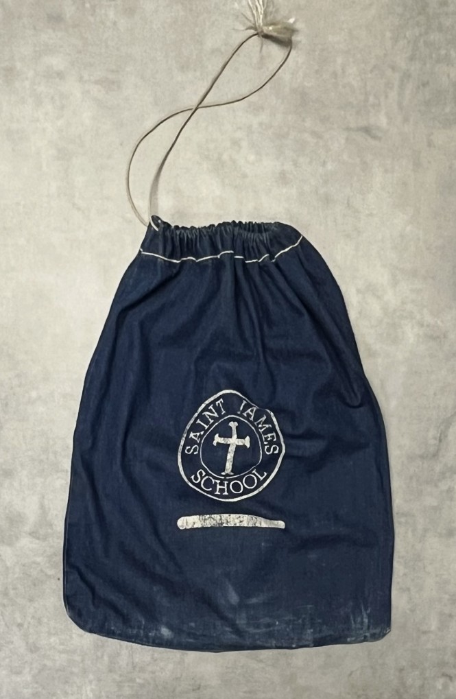 画像1: 60'S SAINT JAMES SCHOOL 耳付き デニム ジムバッグ インディゴ (VINTAGE)