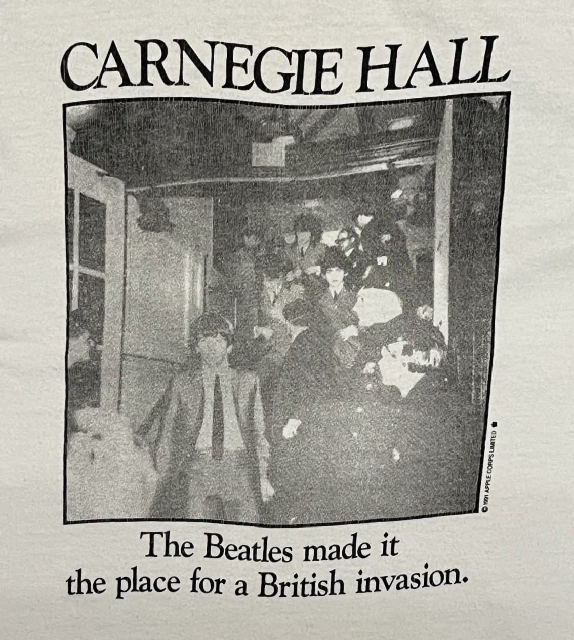画像3: 90'S THE BEATLES "CARNEGIE HALL" シングルステッチ 両面プリント 半袖 Tシャツ ホワイト USA製 (VINTAGE)