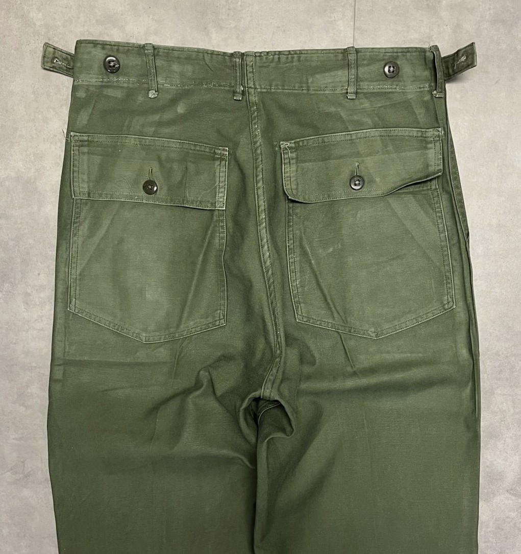 画像: 60'S アメリカ軍 US ARMY "OG107" 初期モデル コットンサテン 平ボタン ベイカーパンツ ミリタリーグリーン (VINTAGE)