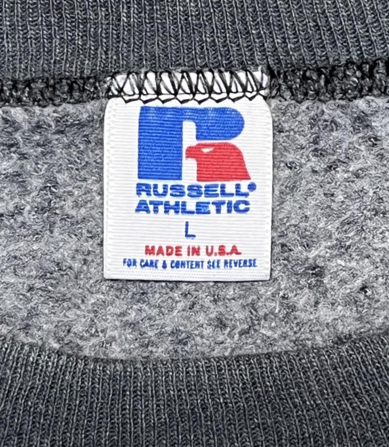 画像2: 90'S RUSSELL ATHLETIC 前Vガゼット付き クルーネック スウェットシャツチャコール USA製 (VINTAGE)