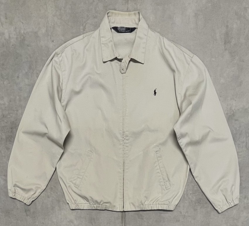 画像1: 90'S RALPH LAUREN 三角タグ チンスト付き ドリズラージャケット ベージュ (VINTAGE)
