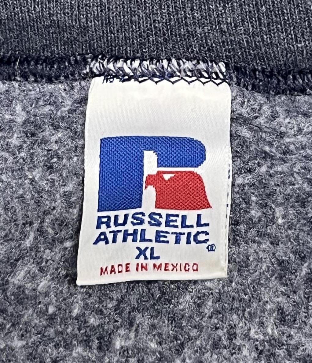 画像2: 90'S RUSSELL ATHLETIC 前Vガゼット付き クルーネック スウェットシャツ ネイビーヘザー メキシコ製 (VINTAGE)
