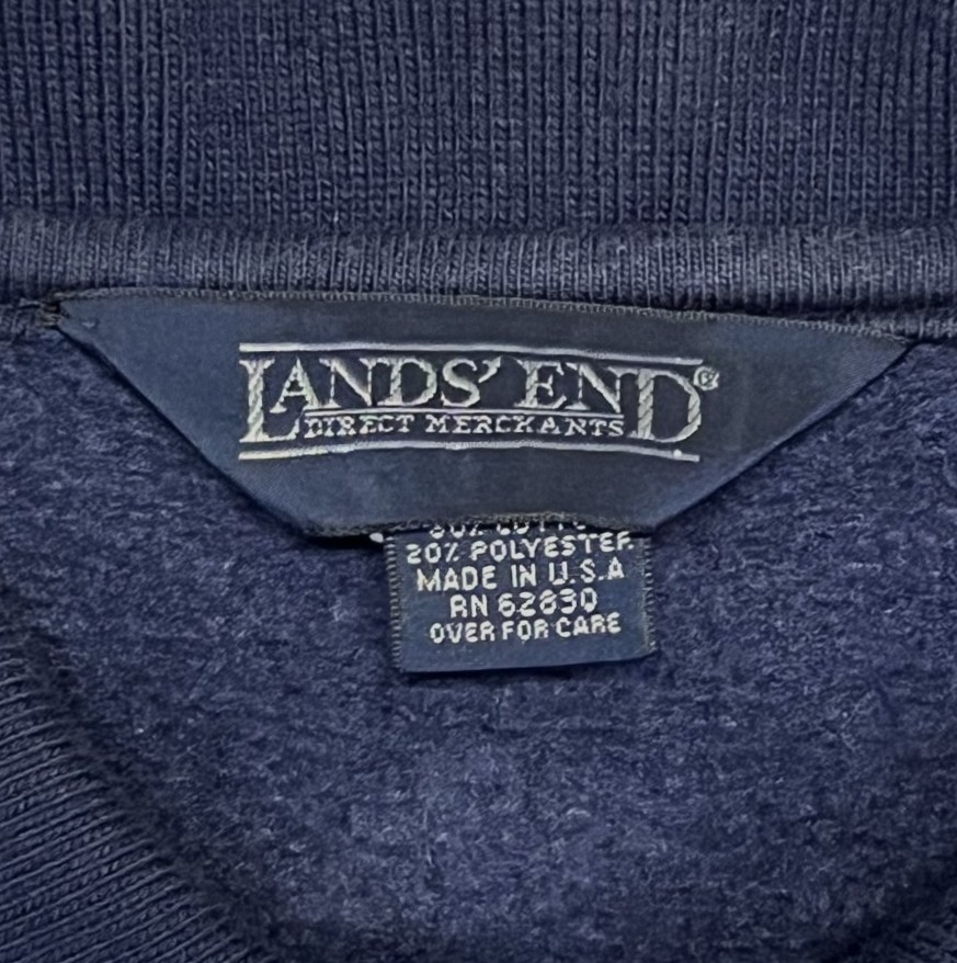 画像2: 90'S LANDS' END 三角タグ 襟付き スウェットシャツ ネイビー USA製 (VINTAGE)