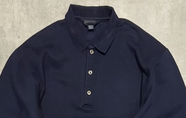 画像: 90'S LANDS' END 三角タグ 襟付き スウェットシャツ ネイビー USA製 (VINTAGE)