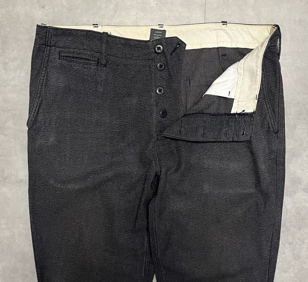 画像: 00'S J.CREW "COVERT CLOTH" ボタンフライ ワークパンツ ブラック W34L30 (USED)