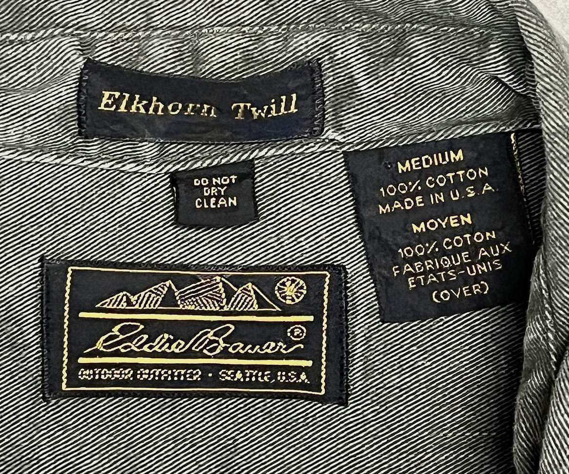 画像2: 90'S EDDIE BAUER "ELKHORN TWILL" 黒タグ ワークシャツ カーキ USA製 (VINTAGE)