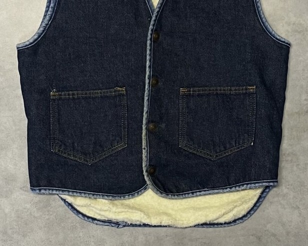画像: 70'S CARHARTT プリントタグ 裏地ボア デニムベスト インディゴ USA製 (VINTAGE)