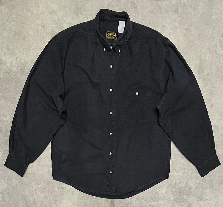 画像1: 90'S EDDIE BAUER 黒タグ シャモアクロス BDシャツ ダークネイビー (VINTAGE)