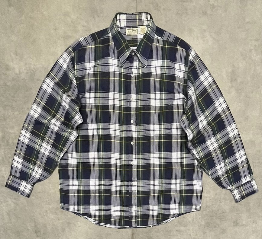 画像1: 90'S LL Bean フランネル レギュラーカラーシャツ チェック柄 USA製 (VINTAGE)