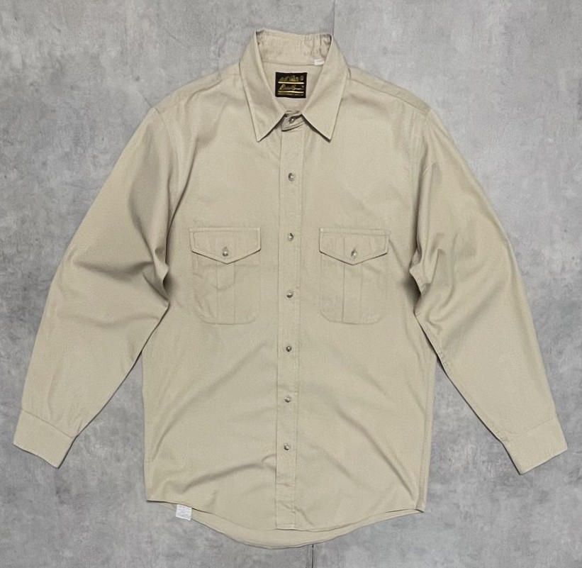 画像1: 90'S EDDIE BAUER 黒タグ ポプリンシャツ ベージュ USA製 (VINTAGE)