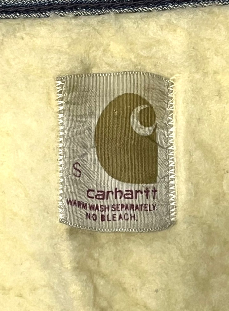 画像2: 70'S CARHARTT プリントタグ 裏地ボア デニムベスト インディゴ USA製 (VINTAGE)