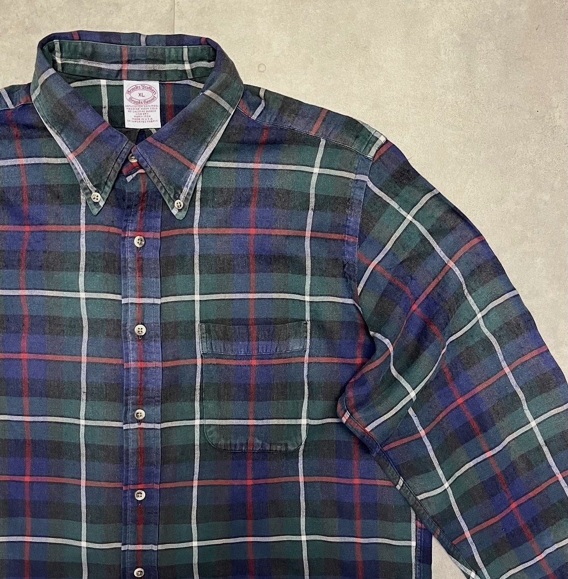 画像: 90'S BROOKS BROTHERS "BROOKS FLANNEL" フランネル BDシャツ チェック柄 USA製 (VINTAGE)