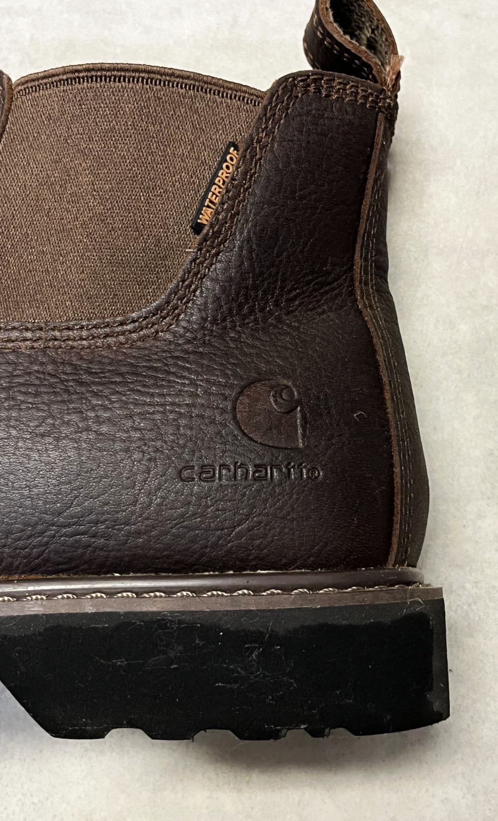 画像: CARHARTT "WATERPROOF" レザー サイドゴアブーツ ダークブラウン (USED)