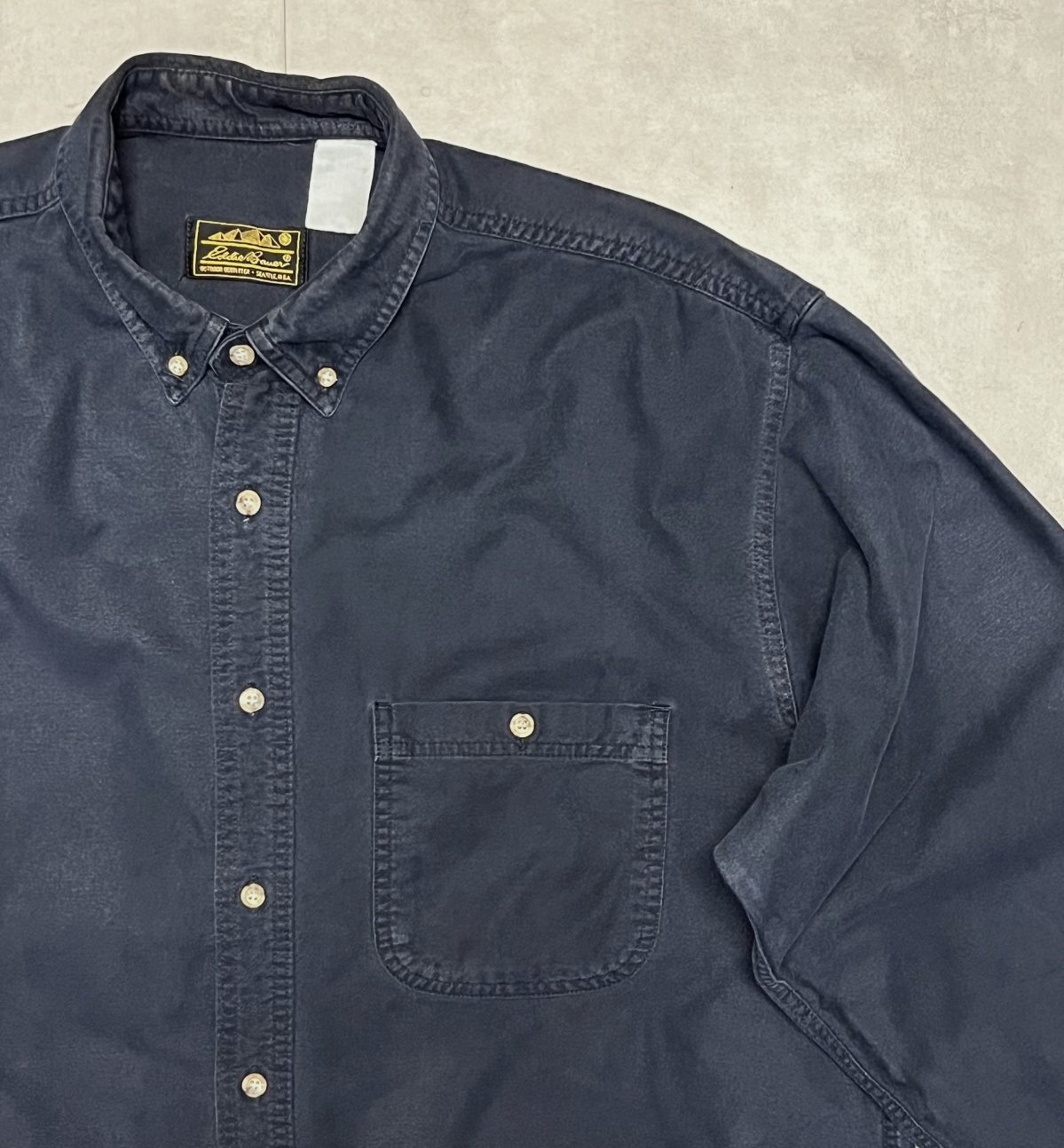画像: 90'S EDDIE BAUER 黒タグ シャモアクロス BDシャツ ダークネイビー (VINTAGE)