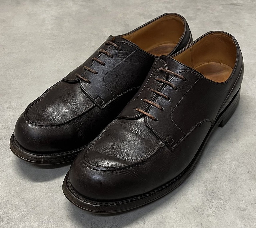 画像1: 90'S J.M.WESTON 641 "GOLF" 旧ロゴ レザー Uチップシューズ ブラウン フランス製 (VINTAGE)