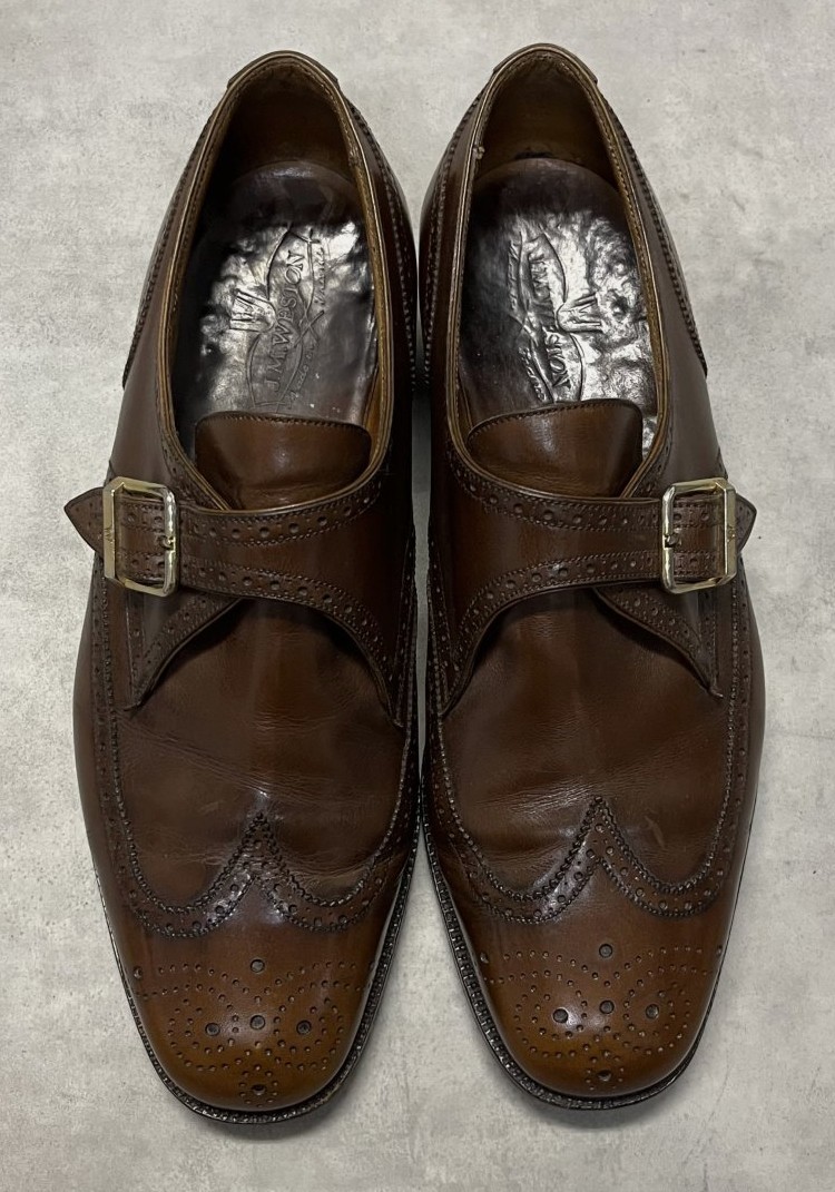 画像: 80'S J.M.WESTON 1733 旧ロゴ レザー シングルモンクストラップシューズ ブラウン フランス製 (VINTAGE)