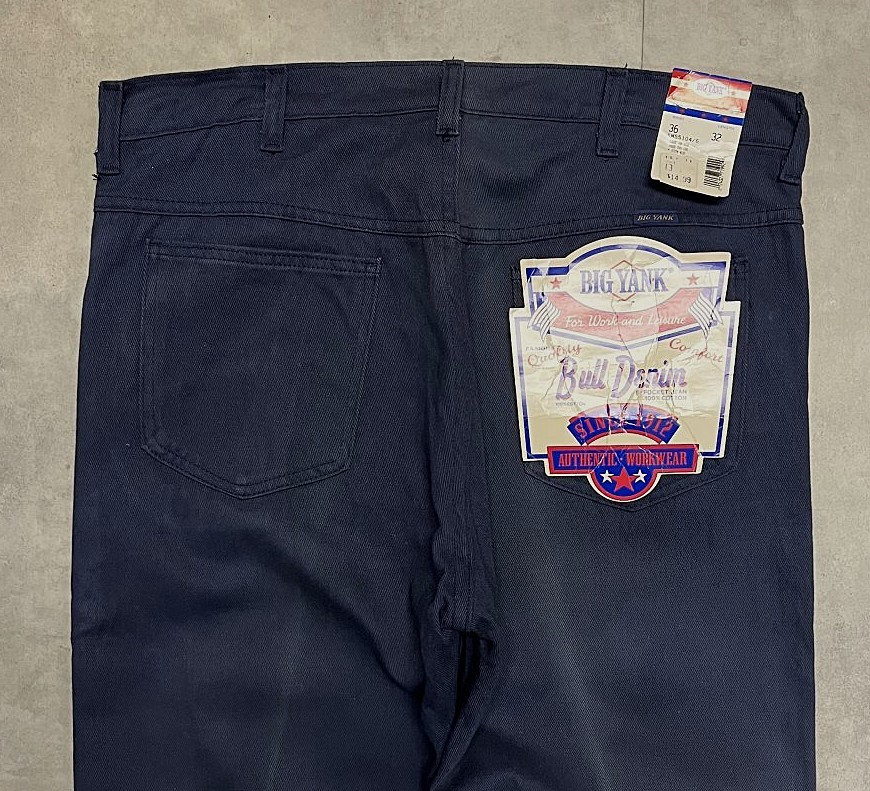 画像: 70'S BIG YANK "BULL DENIM" カツラギパンツ ネイビー 42TALONジップ USA製 (DEADSTOCK)
