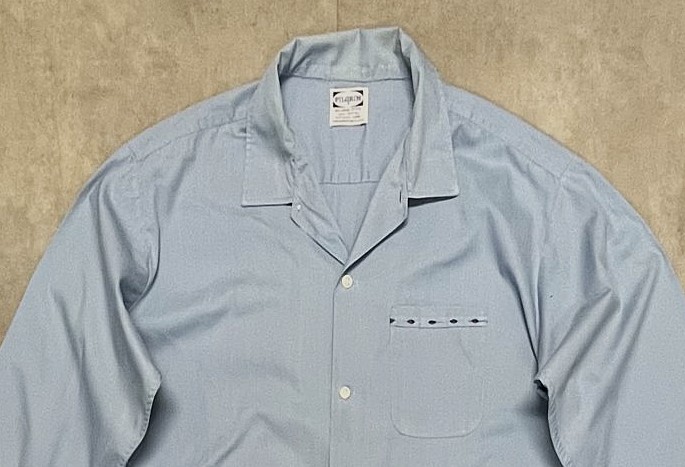 画像: 60'S PILGRIM コットン100% オープンカラーシャツ ライトブルー (VINTAGE)