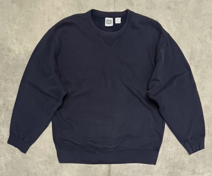 画像1: 90'S GAP 旧タグ ヘビーウエイト 前Vガゼット付き スウェットシャツ ネイビー (VINTAGE)