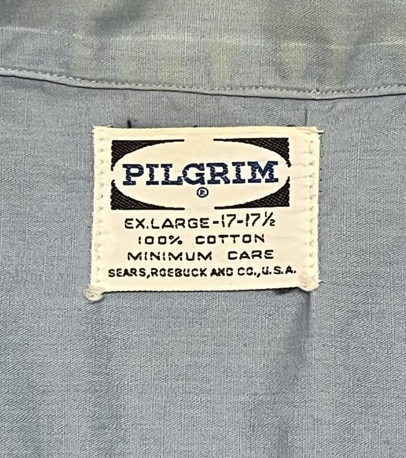 画像2: 60'S PILGRIM コットン100% オープンカラーシャツ ライトブルー (VINTAGE)