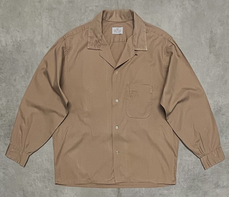 画像1: 60'S VAN HEUSEN コットン100% オープンカラーシャツ ライトブラウン (VINTAGE)