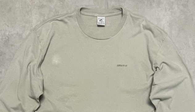 画像: 90'S PATAGONIA "BENEFICIAL T'S" ロゴ刺繍 長袖 Tシャツ ベージュ メキシコ製 (VINTAGE)
