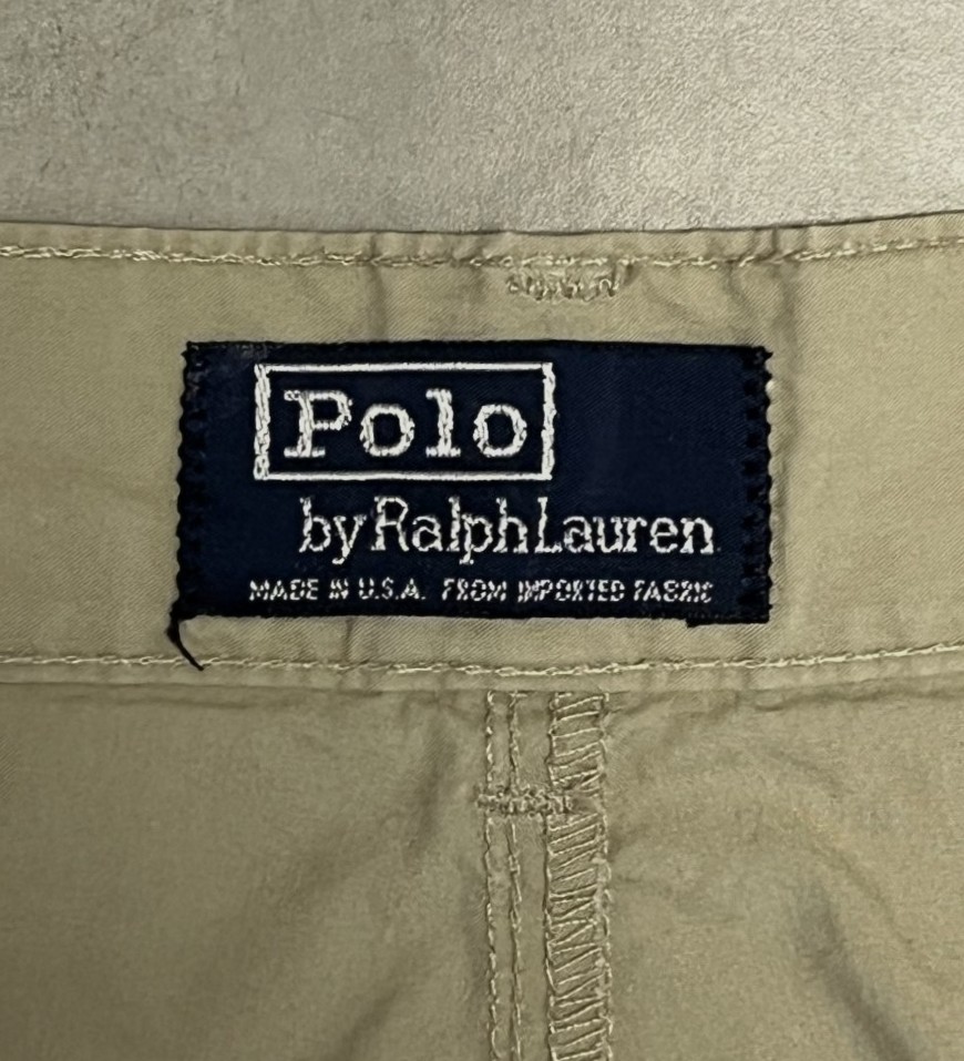 画像2: 90'S RALPH LAUREN "クレストロゴ" ツープリーツ ポプリンパンツ ベージュ TALONジップ USA製 (VINTAGE)
