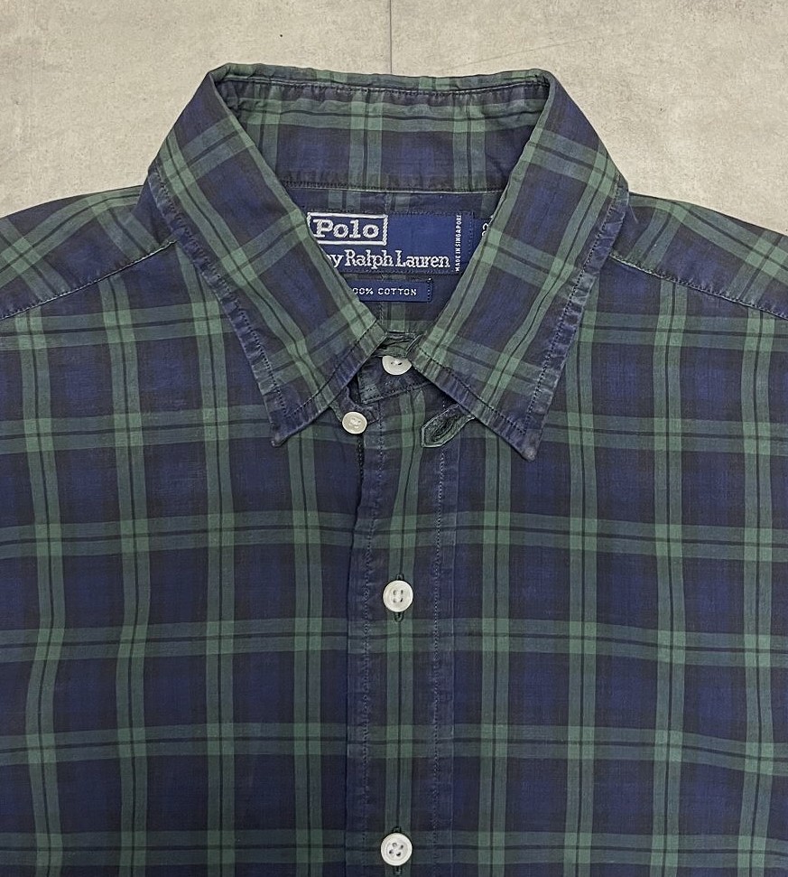 画像4: 90'S RALPH LAUREN ロゴ無し タブカラー ポプリンシャツ チェック柄 (VINTAGE)