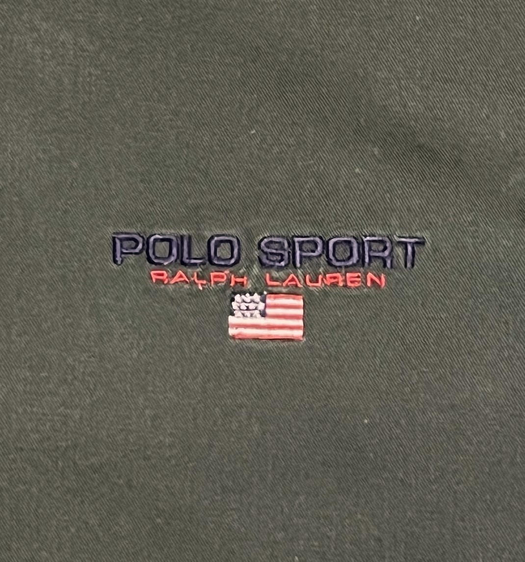 画像: 90'S RALPH LAUREN POLO SPORT "LOWELL SPORT" ツイル レギュラーカラーシャツ ダークグリーン (VINTAGE)