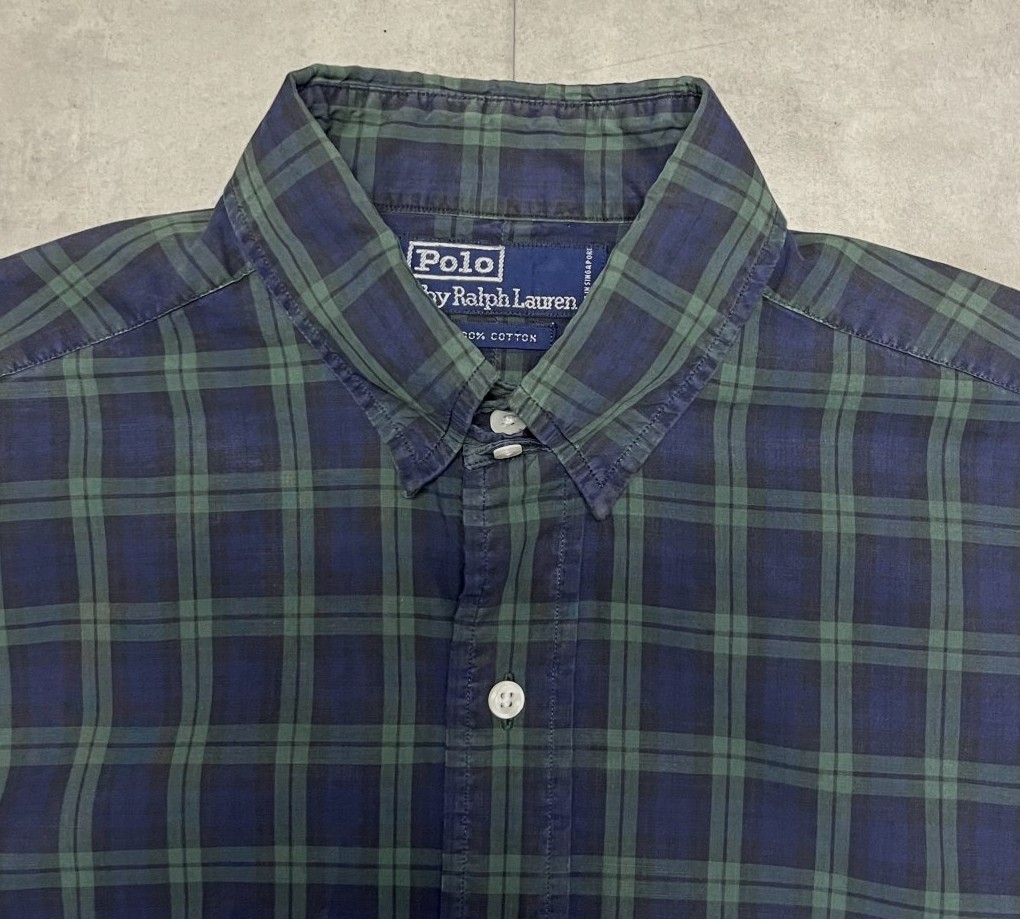 画像3: 90'S RALPH LAUREN ロゴ無し タブカラー ポプリンシャツ チェック柄 (VINTAGE)
