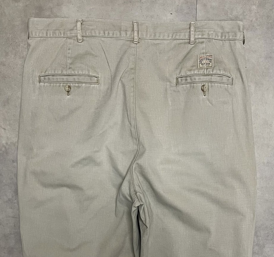 画像: 90'S RALPH LAUREN "ボックスロゴ" ツープリーツ チノパンツ ベージュ (VINTAGE)