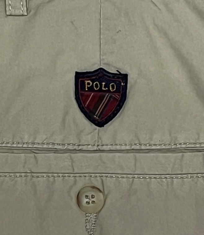 画像5: 90'S RALPH LAUREN "クレストロゴ" ツープリーツ ポプリンパンツ ベージュ TALONジップ USA製 (VINTAGE)