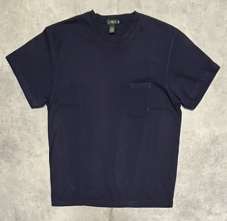 画像1: 90'S J.CREW 旧タグ ポケット付き 半袖 Tシャツ ネイビー (VINTAGE)