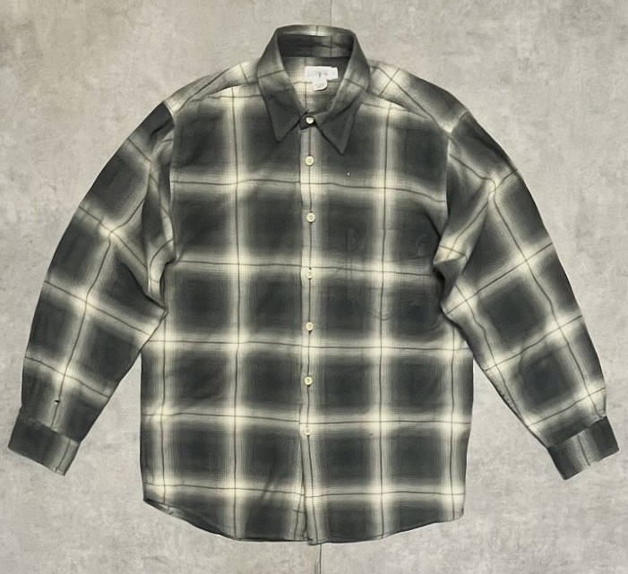 画像1: 90'S J.CREW 旧タグ レーヨン混 長袖シャツ オンブレチェック ポルトガル製 (VINTAGE)